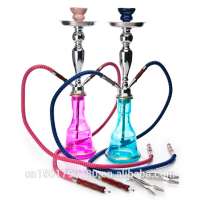 Clear Glass Bottles Hookahs Red Blue Color for Smoking 2 Hose With High Quality Hookah Accessories Shisha EKJ H1005