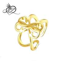 Fashion Jewelry Gold Plated with Cubic Zirconia Flower Shaped Ring