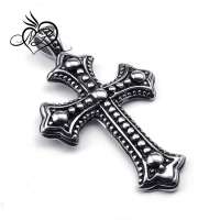 Stainless Steel Silvery 18-26Inch Link Pendant Necklace Black Cross Unisexs Fashion Jewelry