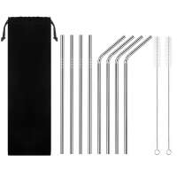 Set of 8 Stainless Steel Metal Straws Ultra Long 10.5 Inch Reusable Straws For 30oz Tumblers Cold Beverage